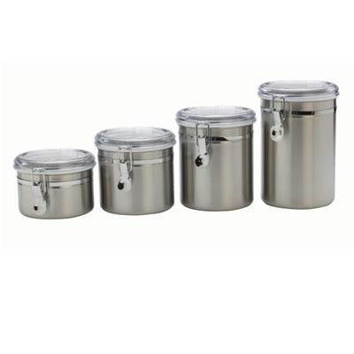 4pc Ss Canister Set Clear Lids